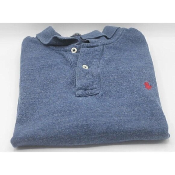 Mens Polo Ralph Lauren Polo Short Sleeve Shirt Distressed Navy Red Pony L - Picture 8 of 10